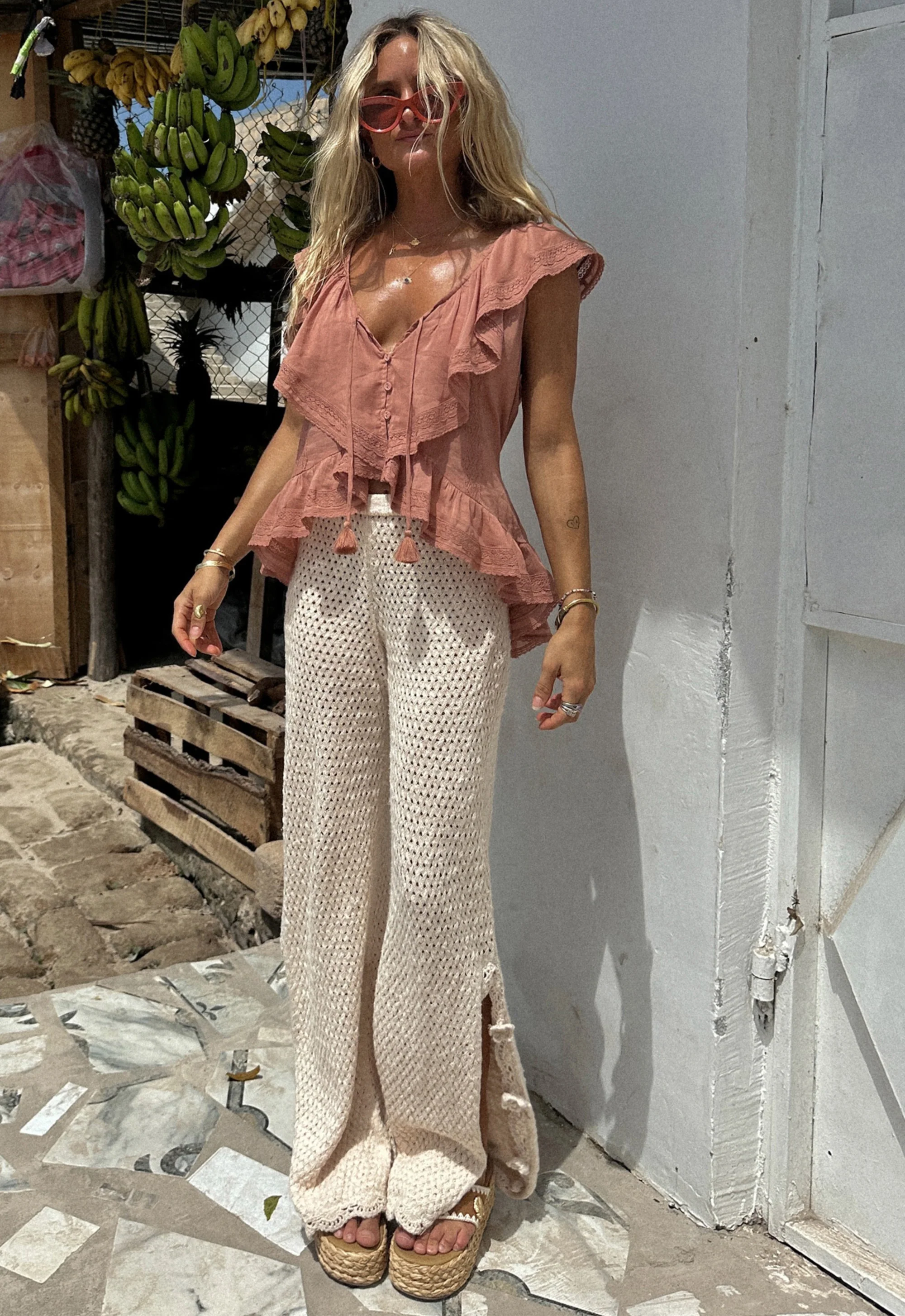 Fleur Lace Frill Sleeveless Blouse - Image 2