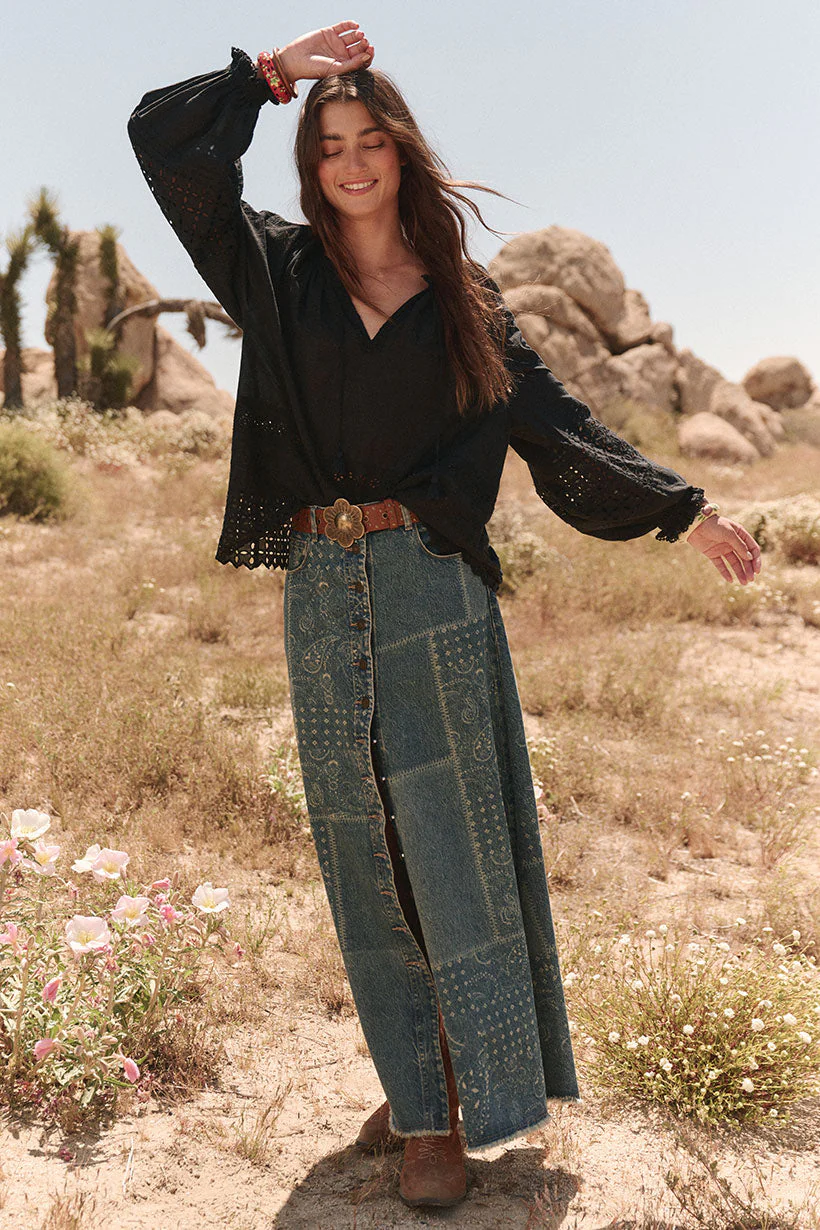 Road Trip Denim Maxi Skirt - Image 3