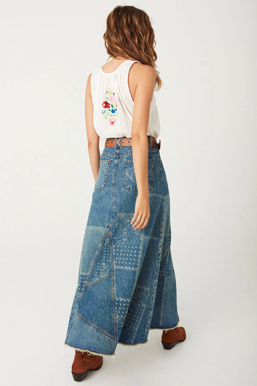 Road Trip Denim Maxi Skirt - Image 9